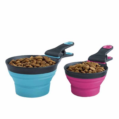 Dog food folding measuring cup, large space and small volume, green and pink colors are available