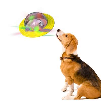 Dog Treat Ball IQ Interactive Food Dispensing Puzzle Transparent UFO Dog Frisbee Toys for Medium Large Dogs Cats Chasing Chewing