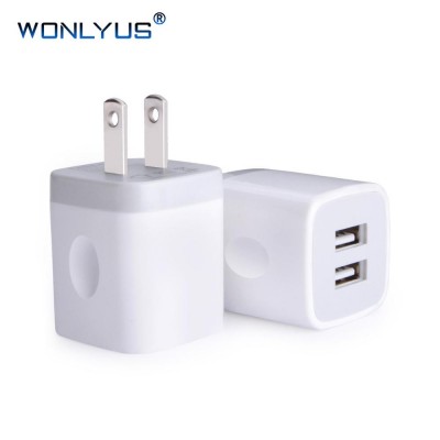 usb wall charger top phone charger adapter dual port quick charger plug cube for iPhone and for Samsung Huwei