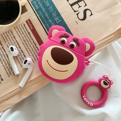 Super Cute Creative  Cartoon Case for Airpods Soft Silicone Case Cover Protective Skin for AirPods 1 2 +Ring Lanyard